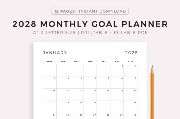 Download 2028 Monthly Goal Planner - Premium Resources
