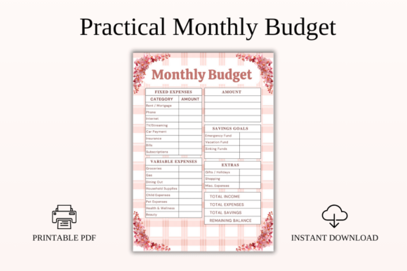Download Practical Monthly Budget PDF Printable - Premium Resources
