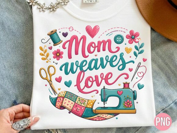 Download Mom Weaves Love Quilter PNG T-Shirt - Quilter Collection